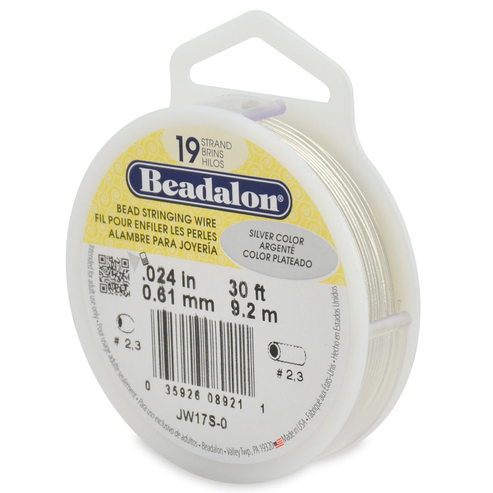 24FI296-S30: Beadalon .0124 19-strand Silver Color 30FT