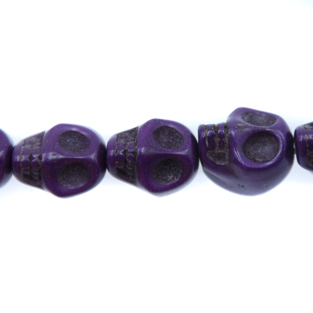 1ST50-PR: 12x10mm Purple Magnesite Skull Beads 15.5"