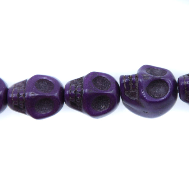 1ST50-PR: 12x10mm Purple Magnesite Skull Beads 15.5"