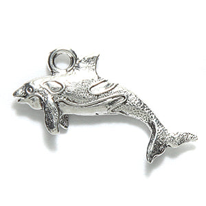 PW6421-S: Charm Orca/ Killer Whale 12x25mm Silver-1PC