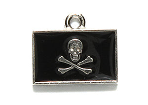 PW6466-ES: Charm Jolly Roger Black Epoxy 8x15mm-1PC