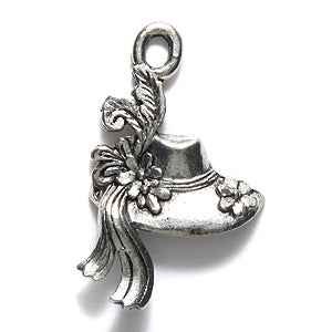 PW6480-S: Charm Ladies Hat Silver 23mm-1PC