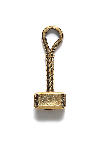 PW6408-AG: Charm Thor Hammer 9x25mm 3-d Ant Gold-1PC