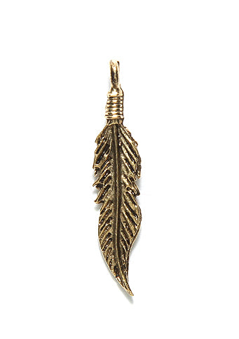 PW6423-AG: Charm Feather 30mm Ant Gold-1PC