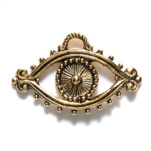 PW6572-AG: Charm Evil Eye 14x23mm Ant Gold - 1PC