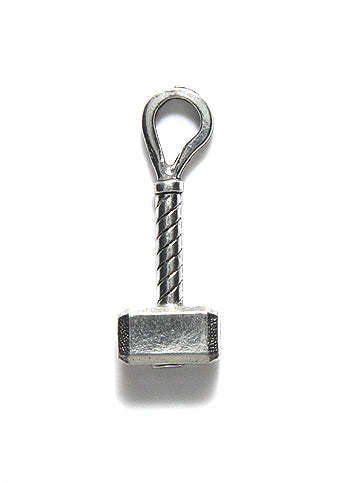 PW6408-S: Charm Thor Hammer 9x25mm 3-d Ant Pewter-1PC