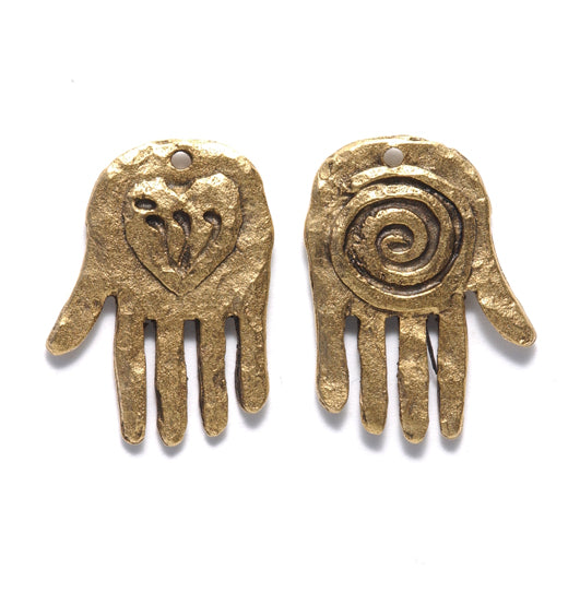 PW2025-AG: Hamsa Hand Heart Spiral Ant Gold 19x25mm-1PC