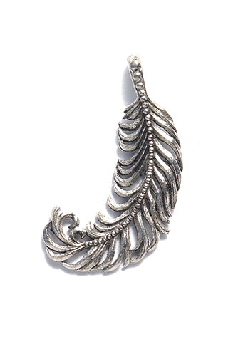 PW2045-S: Charm Ostrich Feather Silver 29mm-1PC