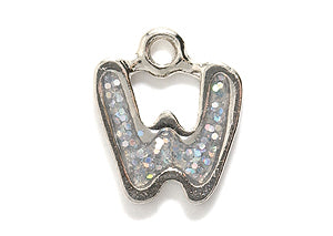 PW3200-W: Charm Letter W w/Glitter Silver 15mm-1PC