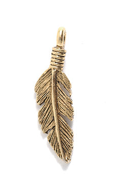 PW3-AG: Charm Feather Ant Gold 24mm - 1PC