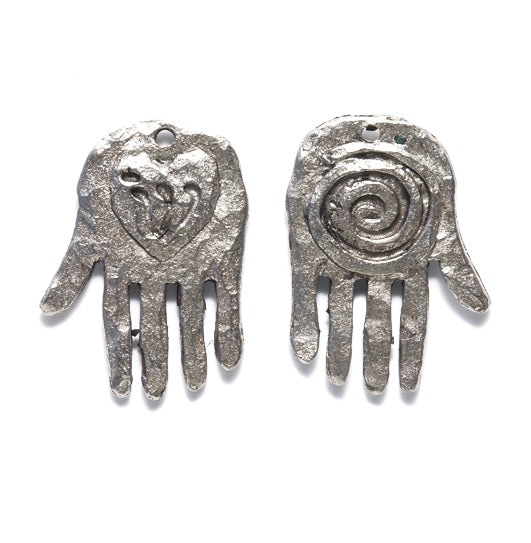 PW2025-S: Hamsa Hand Heart & Spiral Silver 19x25mm-1PC
