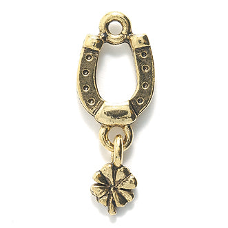 PW4230-AG: Horseshoe w/4 Leaf Clover Ant Gold 26mm - 1PC