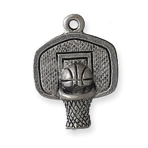 PW1960-S: Charm Basketball Hoop Silver 15x20mm-1PC