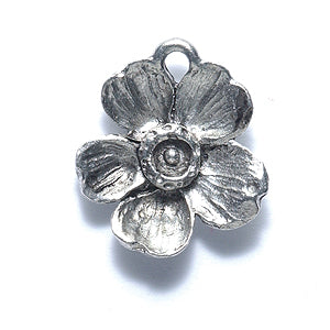 PW6153-S: Charm Flower Silver 18mm-1PC