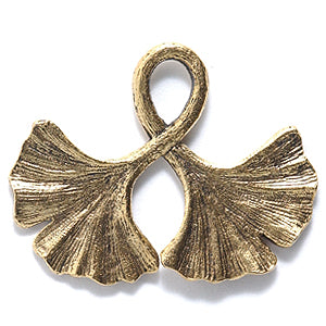 PW6088-AG: Charm Ginkgo Leaf 20x26mm Ant Gold-1PC