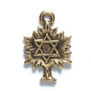 PW6175-AG: Charm Star Of David Tree 21mm Ant Gold - 1PC
