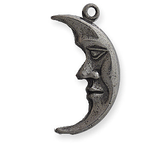 PW192-S: Crescent Moon w/Face Ant Pewter 22mm 1PC