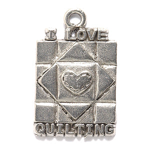 PW2012-S: Charm I Love Quilting Ant Pewter 15x24mm 1PC