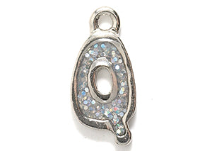 PW3200-Q: Charm Letter Q w/Glitter Silver 15mm-1PC