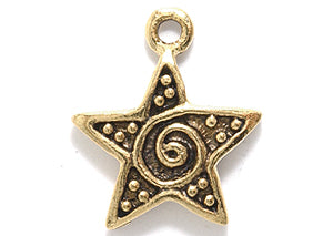 PW198-AG: Star Pendant w/Dots/swirls Ant G 15x17mm - 1PC