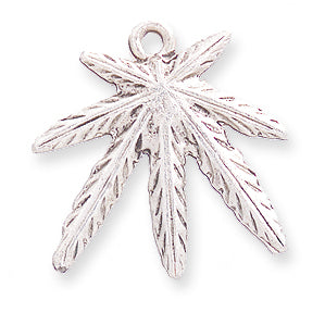 PW255-S: Marijuana Leaf Medium Ant Pewter 20x20mm 1PC
