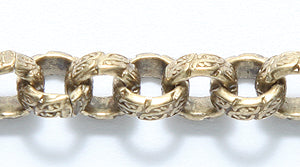 34CX2858: Chain 6mm Etch Rolo ANT Brass 1FT