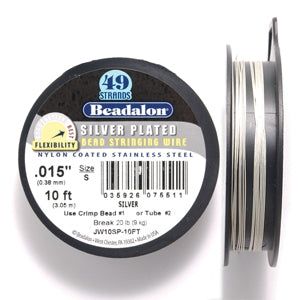 15FI812-10: Beadalon .015 49-strand Silver Plate 10 Feet Spool 1 Spool