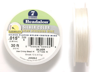 15FI298-S3: Beadalon .015 7-strand Silver Color 30 Feet Spool