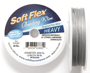 24SF412-30: Softflex Wire Silver .024 49-strand 30 Feet 40lbs - Spool