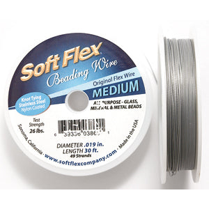 19SF415-30: Softflex Wire Silver .019 49-strand 30 Feet Spool