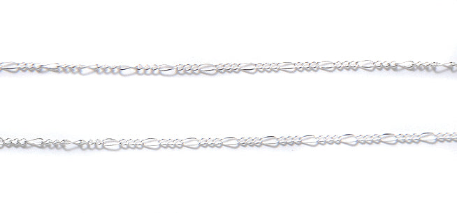 CX894-S: Chain Extra Fine Figaro 1mm Silver 1FT