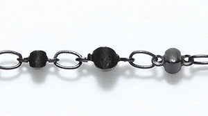 82CX1109: Chain 3 And 4mm Bead LNK Matte Black 1FT