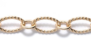 87CX2854: Chain Crimped Oval LNK 5x9mm Gold 1FT
