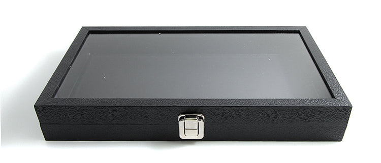 90MS61-G: Display Box w/Glass Lid Black 14.75x8x2