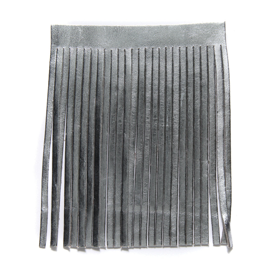 4TA812-L: Leather Tassel/fringe Silver 4x5 In - 1 Piece