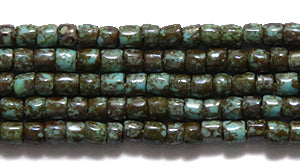9SC162-52: CZ Seed Bead 3-cut Turquoise Blue Travertine 9/0 10HK