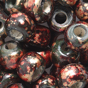 9IC009-G: Crow Marble Black/Gold/Red 9mm -150PC