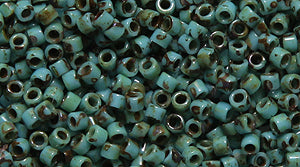 14SD162-52: DB2264 Delica Opaque Turquoise Blue Picasso 11/0 - 50GM