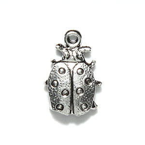 PW6393-S: Charm Ladybug 10x16mm Silver-1PC