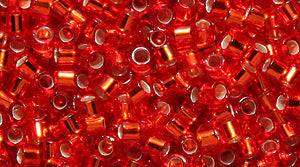 10SD443: DBM0043 Delica Silver Lined Orange Red 10/0 - 100GM