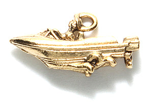 PW6454-AG: Charm Speed Boat 11x23mm Ant Gold-1PC