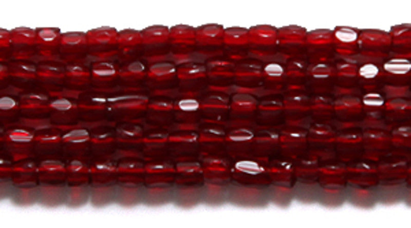 9SC246: CZ Seed Bead 3-cut TR Garnet 9/0 5HK