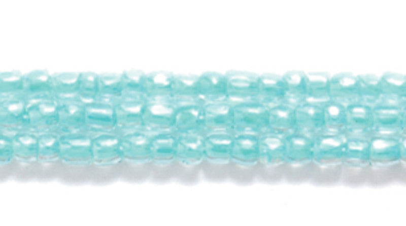 9SC3787: CZ Seed Bead 3-cut Color Lined Green Teal With Luster 9/0 5HK