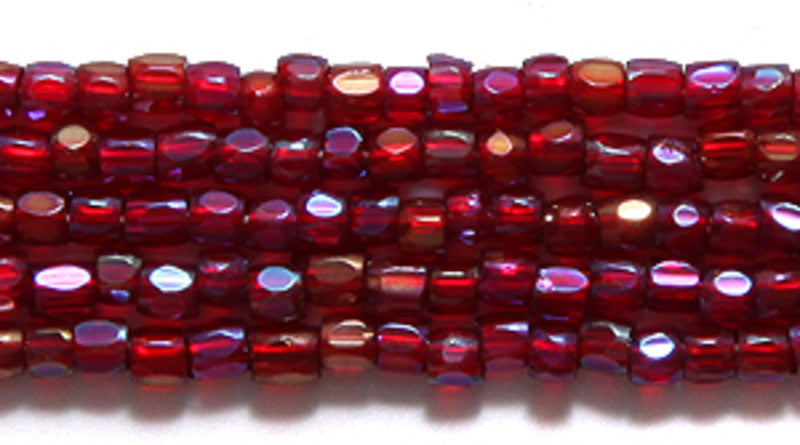 9SC546-T: CZ Seed Bead 3-cut TR Garnet AB 9/0 5HK