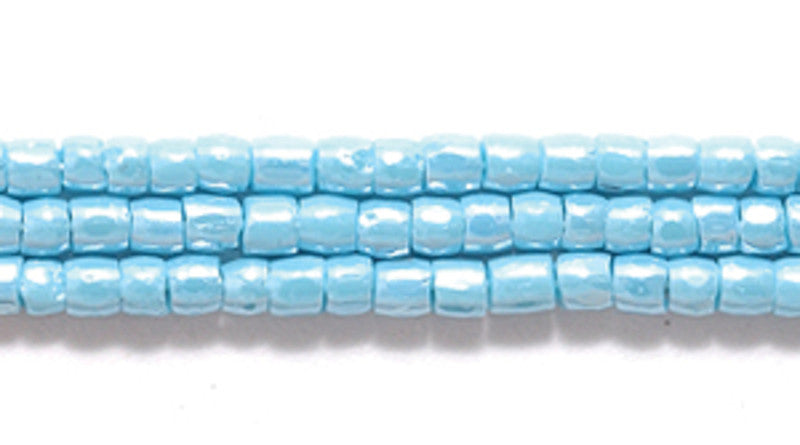 9SC364: CZ Seed Bead 3-cut Opaque DK Turquoise Blue Luster 9/0 5HK
