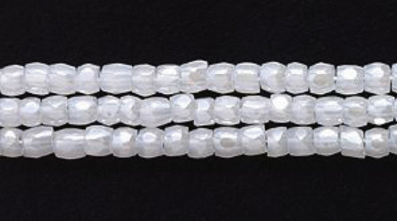 9SC612: CZ Seed Bead 3-cut Pearl White 9/0 5HK