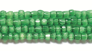 9SC984-2: CZ Seed Bead 3-cut Satin Green 9/0 10HK