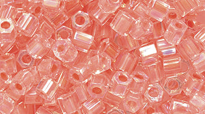 8SD732-CAB: Seed Bead Salmon Line Crystal Aurora Borealis Finish Hexcut 8/0 8c-2774 - - 250 Gram Bags