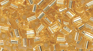 8SD454-HC: Seed Bead Silver Lined Gold Hex Cut 8/0 8c-93 - - 250 Gram Bags