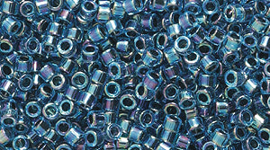 14SD763-ABR: DB085 Delica Color Lined Blue On Aqua AB 11/0 - 9GM